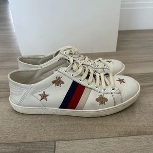 Gucci Ace Bees & Stars Embroidered Leather Sneakers
